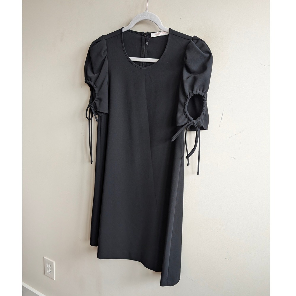 See By Chloe Black Puff Sleeve Cutout Tie Dress CHS19URO10012 Size 36 NEW - Picture 2 of 8